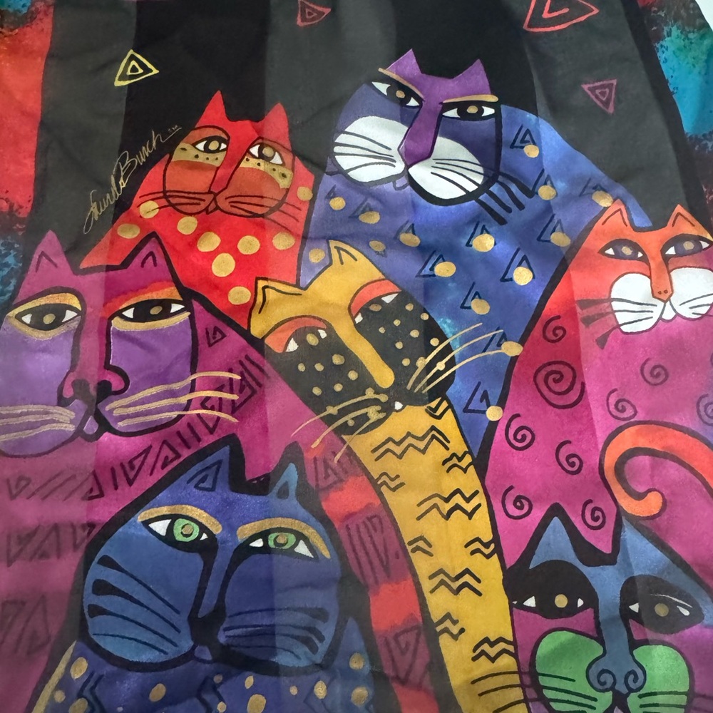Laurel Burch Silk Cat Scarf - Picture 4 of 6